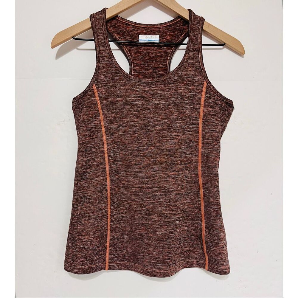 Columbia Racerback Tank Top   Brown And Orange Heathered Pattern   Size XS